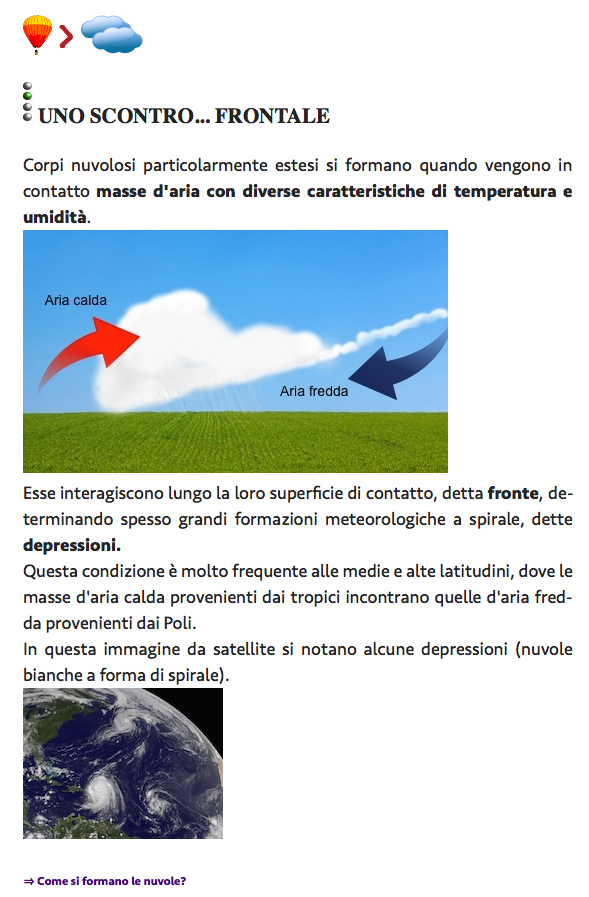 Pagina del libro Pianeta Acqua - Le nuvole fronti e depressioni